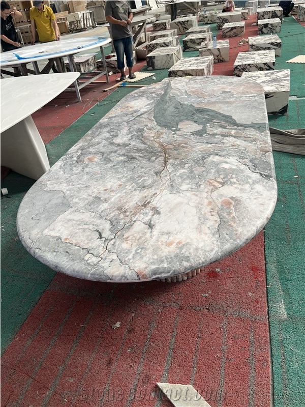 Marble Coffee Table Fluted Finish