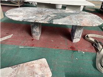 Marble Coffee Table Fluted Finish