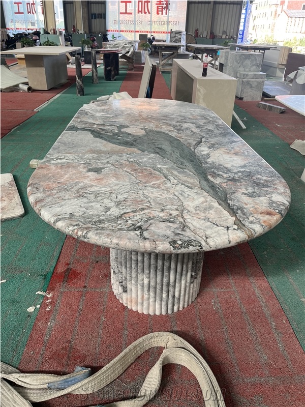 Marble Coffee Table Fluted Finish