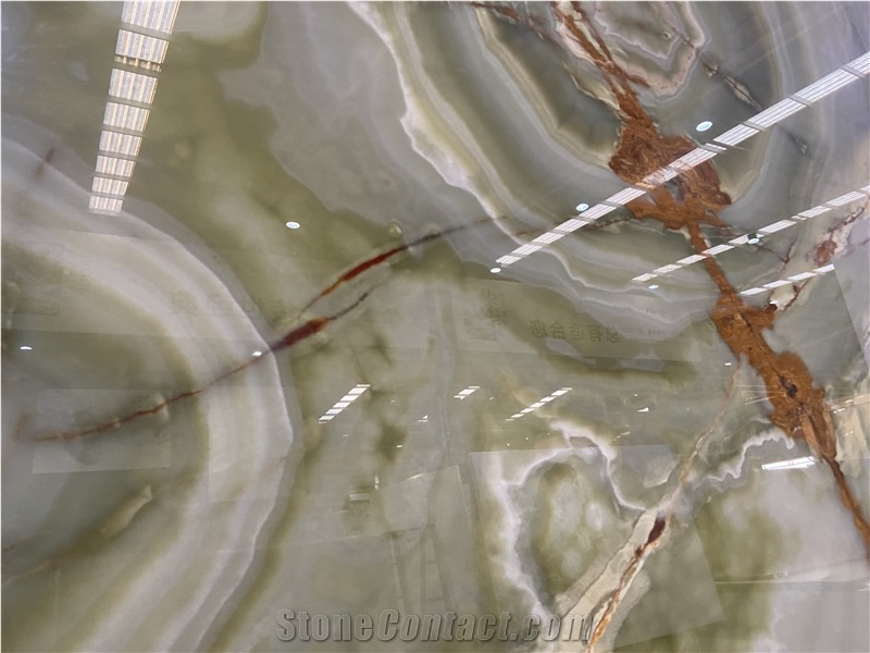 Ancient Green Onyx Slabs For Bathroom Wall And Flooring Tile