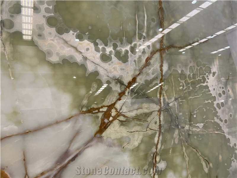 Ancient Green Onyx Slabs For Bathroom Wall And Flooring Tile