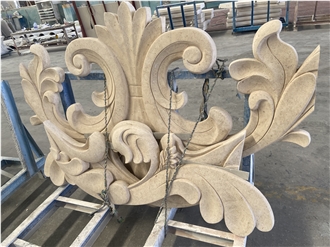 Beige Limestone Building Ornaments In Engraved 3D Scuplture