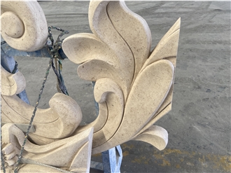 Beige Limestone Building Ornaments In Engraved 3D Scuplture
