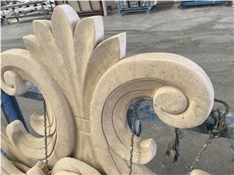 Beige Limestone Building Ornaments In Engraved 3D Scuplture
