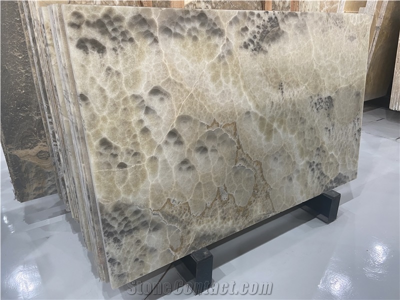 Cloudy Grey Onyx Slabs For Backlighting Wall Panel