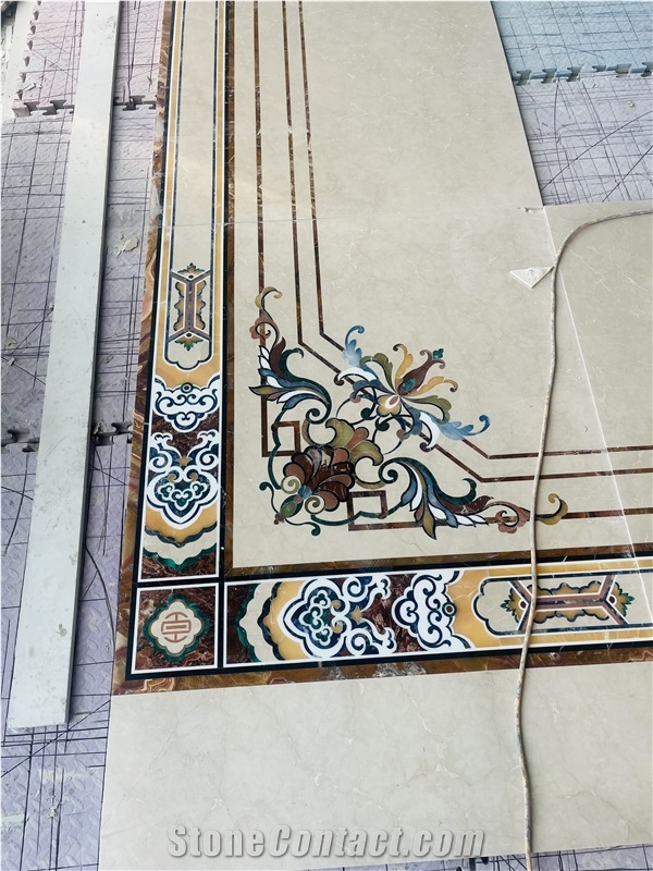 Colorful Round Shape Marble Medallions For Hotel Lobby Floor