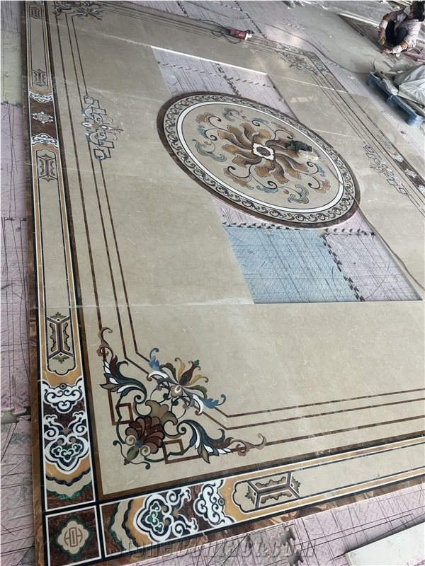 Colorful Round Shape Marble Medallions For Hotel Lobby Floor