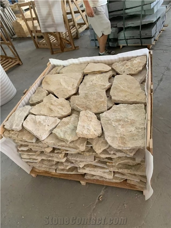 Irregular Beige Limestone Split Wall Stone
