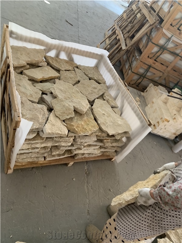 Irregular Beige Limestone Split Wall Stone