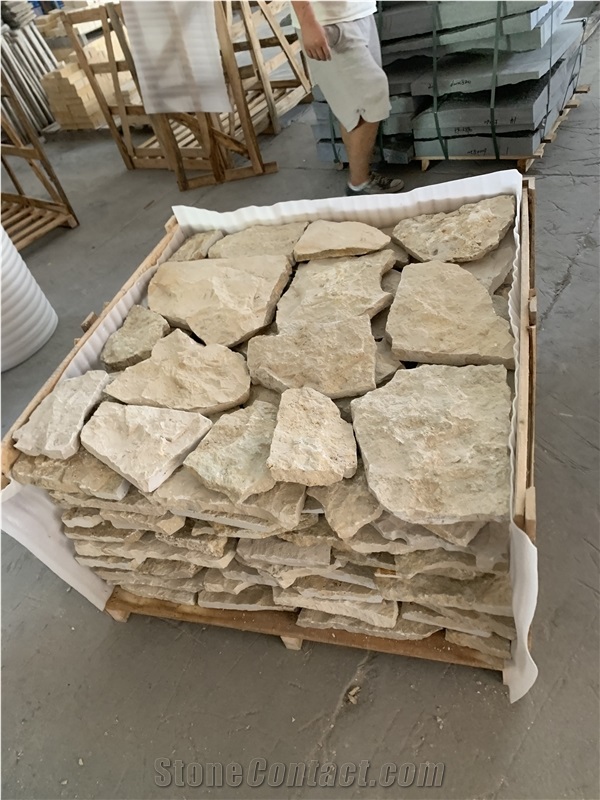 Irregular Beige Limestone Split Wall Stone