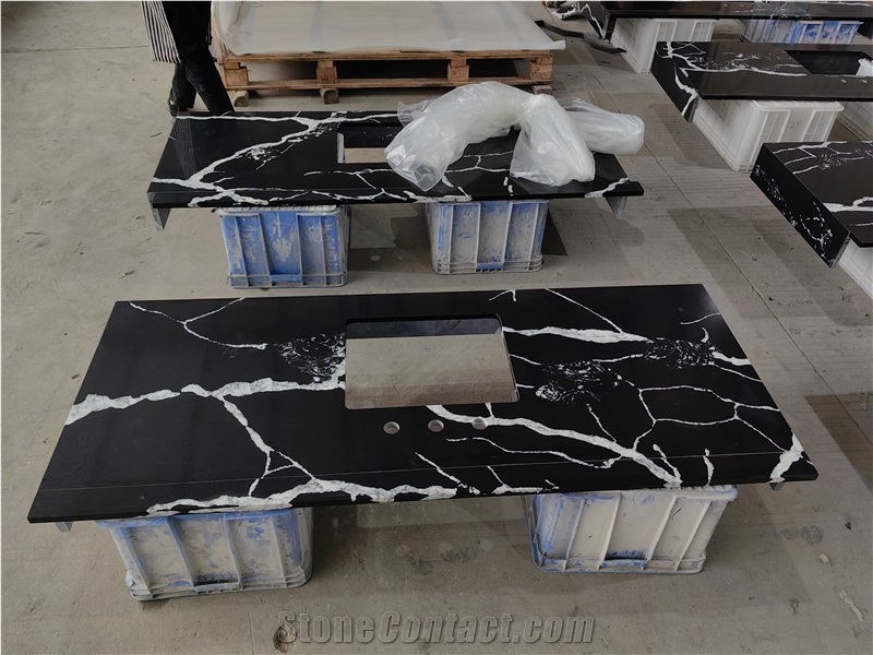 AST 5090 Calacatta Nero Artificial Stone Quartz Countertop