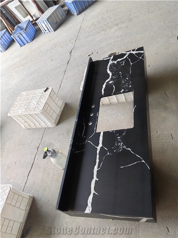 AST 5090 Calacatta Nero Artificial Stone Quartz Countertop