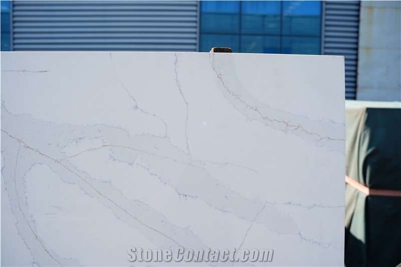 Beautiful Calacatta Quartz Slabs Stone Supplier Jumbo Size