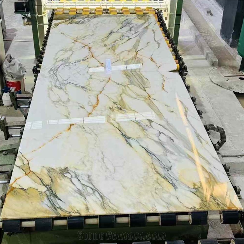 Italy Calacatta Gold Marble Slab And Tiles For Flooring