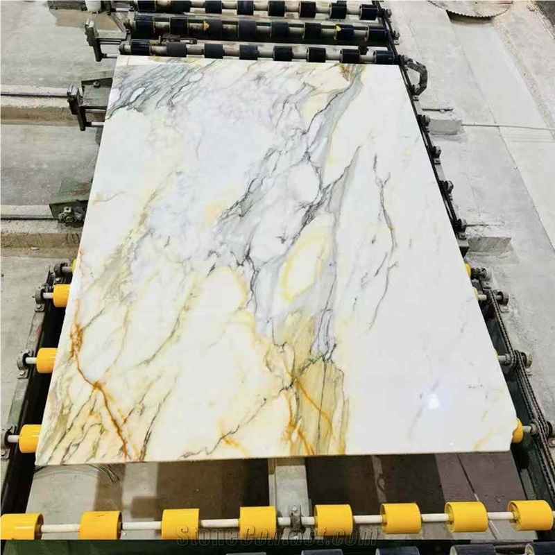 Italy Calacatta Gold Marble Slab And Tiles For Flooring