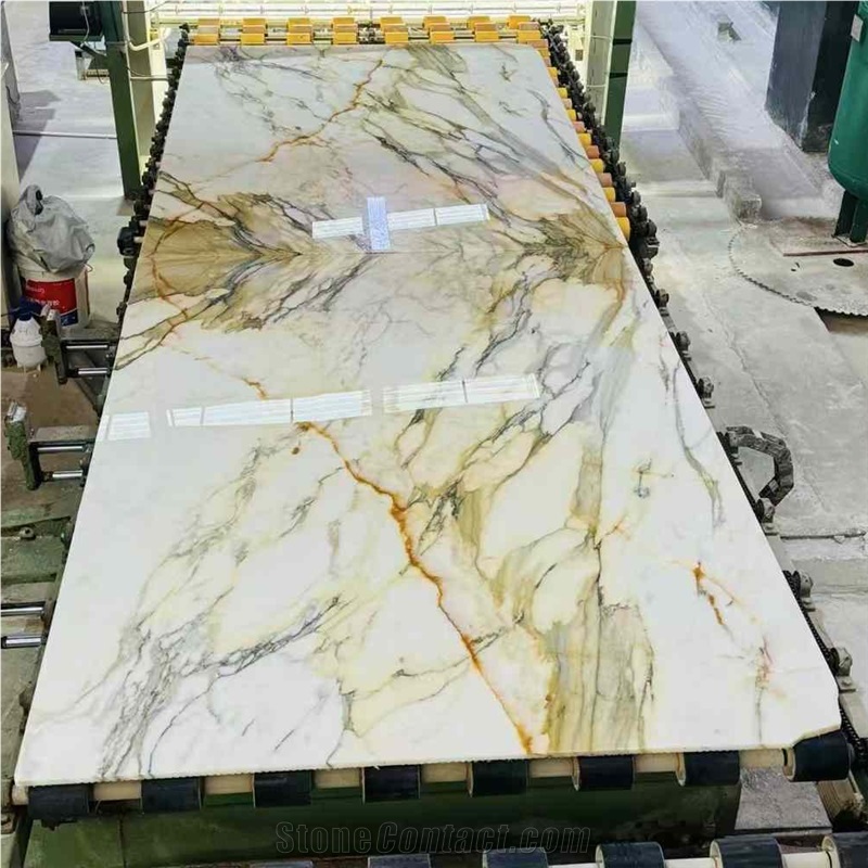 Italy Calacatta Gold Marble Slab And Tiles For Flooring