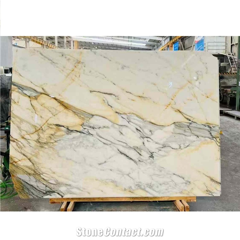 Italy Calacatta Gold Marble Slab And Tiles For Flooring
