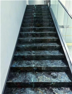 Luxury Stone Lemurian Blue Granite Stair And Stone Steps