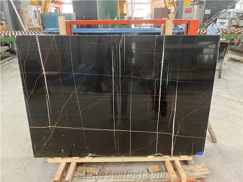 Polished Lauren Black Gold Marble Slabs