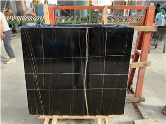 Polished Lauren Black Gold Marble Slabs