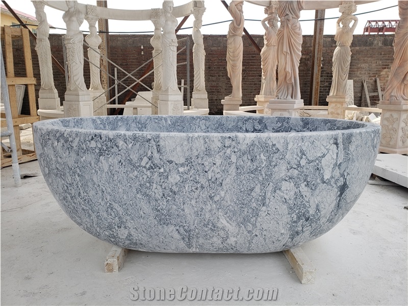 Stock Cheaper Big Gray Marble  Bathtubs For Bathroom