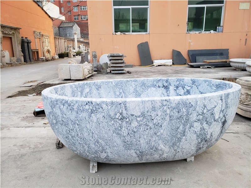 Stock Cheaper Big Gray Marble  Bathtubs For Bathroom