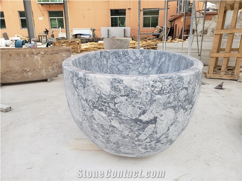 Stock Cheaper Big Gray Marble  Bathtubs For Bathroom