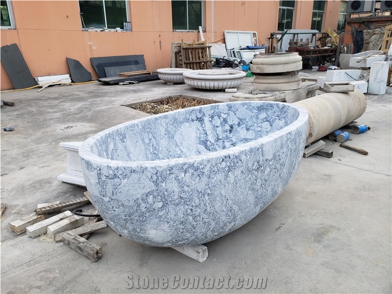 Stock Cheaper Big Gray Marble  Bathtubs For Bathroom