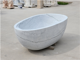 Wholesale Stock Kara Grey White Marble Freestanding Bathtub