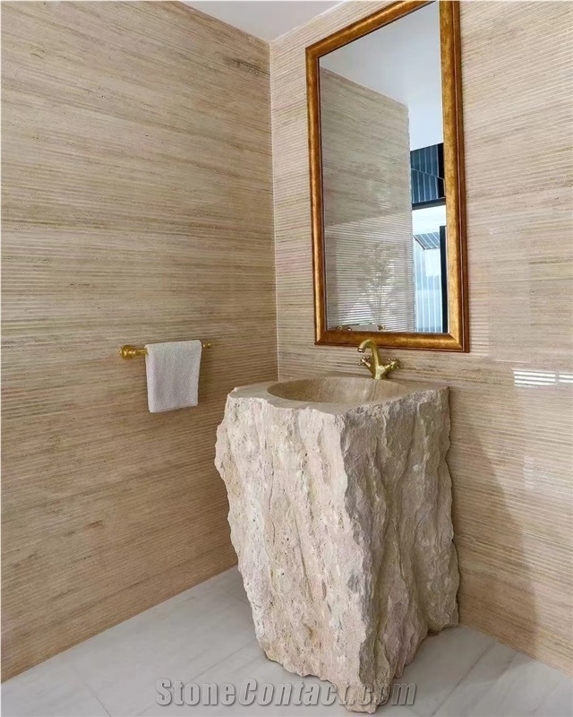 Classic Travertine Hard Stone Free Standing  Stone Sink