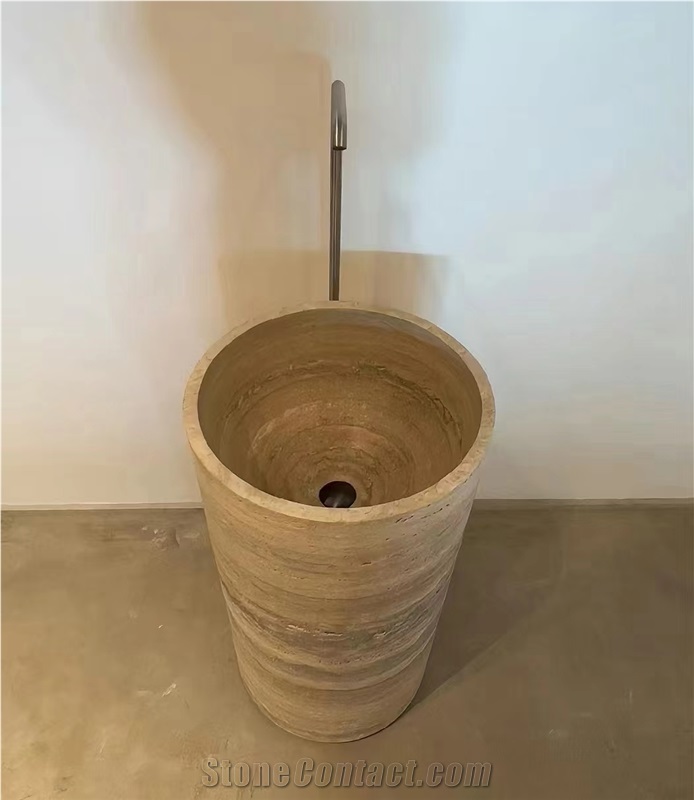 Classic Travertine Hard Stone Free Standing  Stone Sink