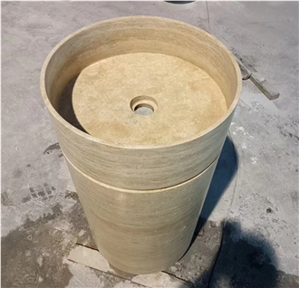 Classic Travertine Hard Stone Free Standing  Stone Sink