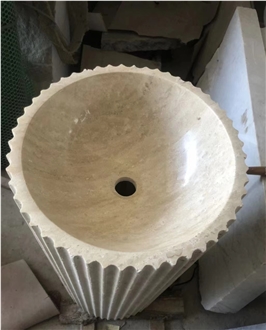 Classic Travertine Hard Stone Free Standing  Stone Sink
