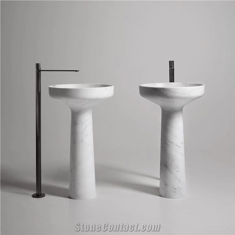 Modern White Marble Luxurious Free Standing Stone Sink