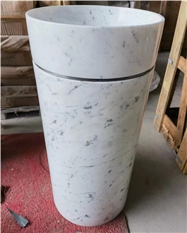 Modern White Marble Luxurious Free Standing Stone Sink