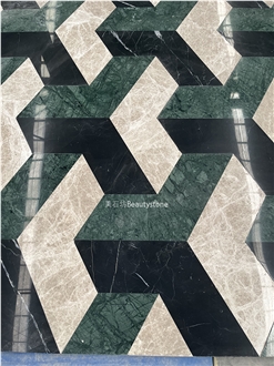3D Design Flooring Marble Waterjet Medallions Indian Green