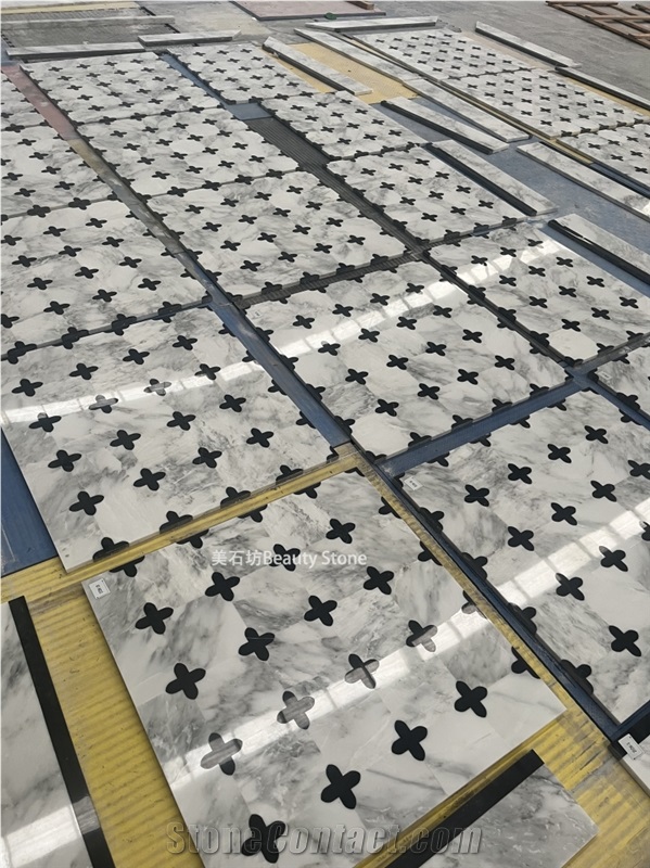 Grey Marble Design Seamless Waterjet Marble Pattern Medallion