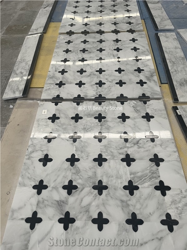 Grey Marble Design Seamless Waterjet Marble Pattern Medallion