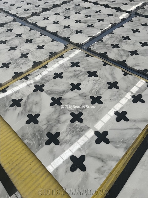 Grey Marble Design Seamless Waterjet Marble Pattern Medallion
