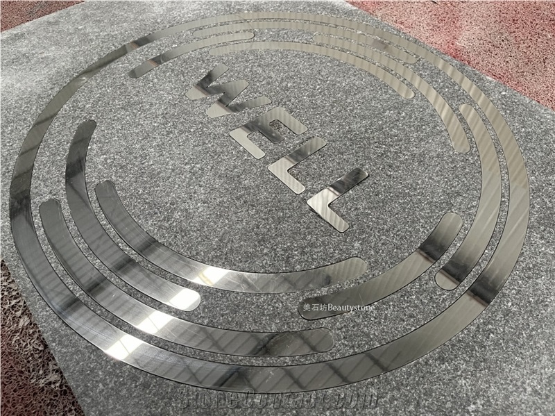 Stainless Steel Inlay Granite Medallion Waterjet Cut Pattern
