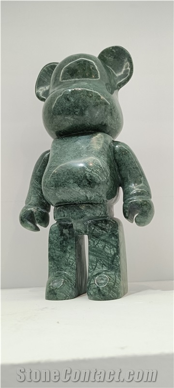 Green Marble Carved Gloomy Bear Sculptures