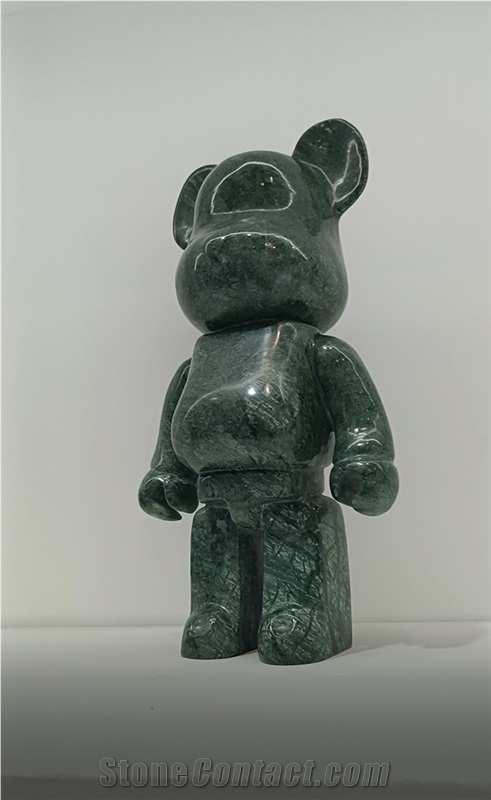 Green Marble Carved Gloomy Bear Sculptures