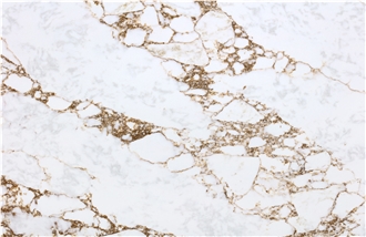 White Quartz Slab With Brown Veins  Luxury Slab Quartz Slabs