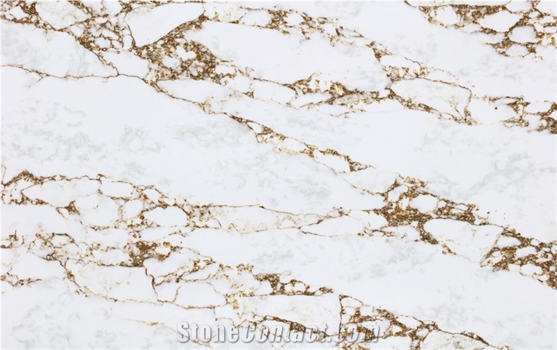 White Quartz Slab With Brown Veins  Luxury Slab Quartz Slabs