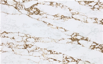 White Quartz Slab With Brown Veins  Luxury Slab Quartz Slabs