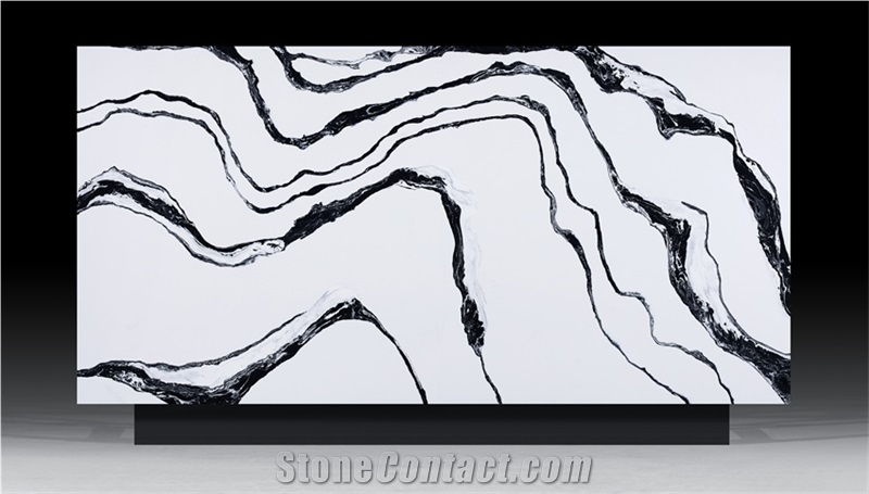 White Quartz Slab With Brown Veins  Luxury Slab Quartz Slabs