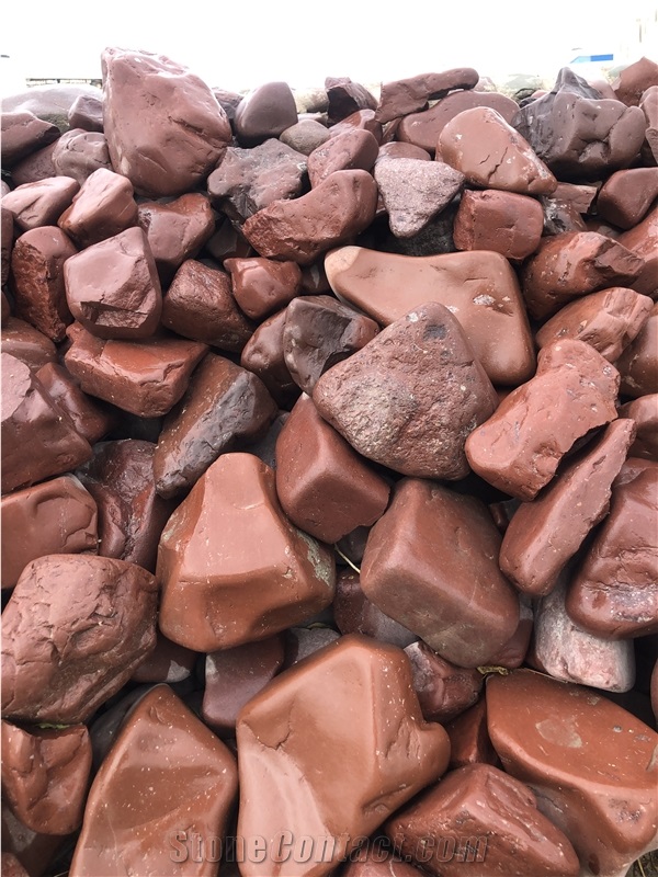 Red Travertine Tumbled Pebble Stone (Various Sizes)