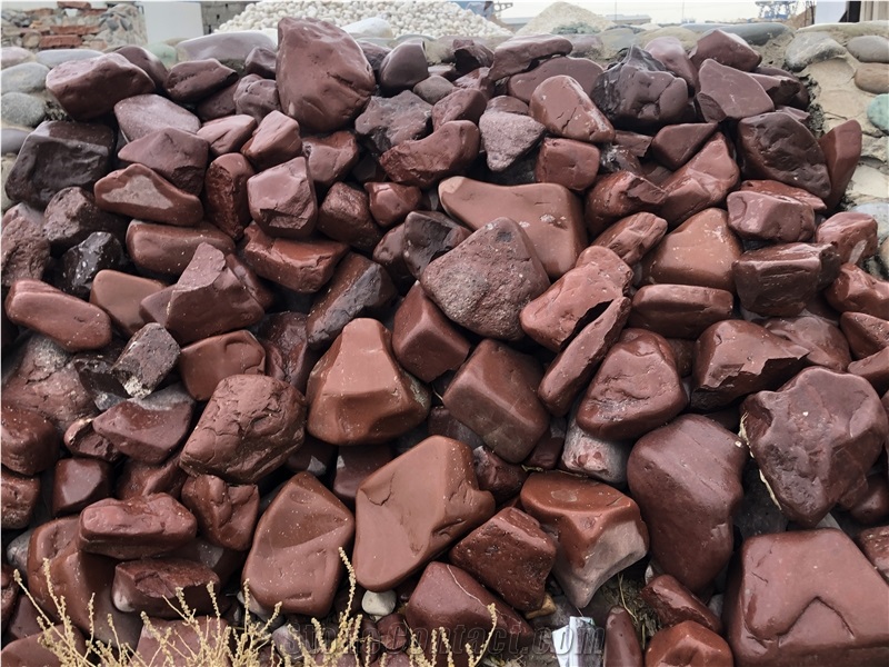 Red Travertine Tumbled Pebble Stone (Various Sizes)