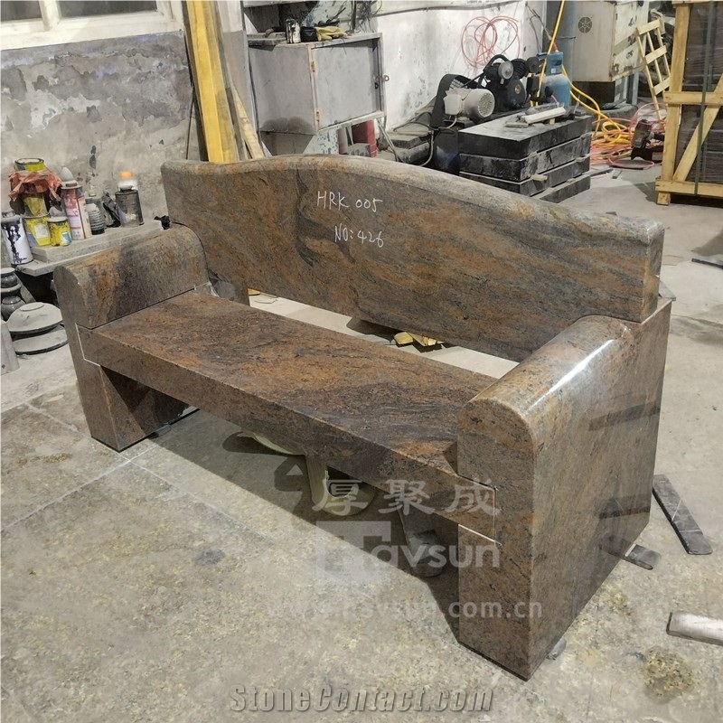 Garden Furniture Multicolor Red Granite Bench Set