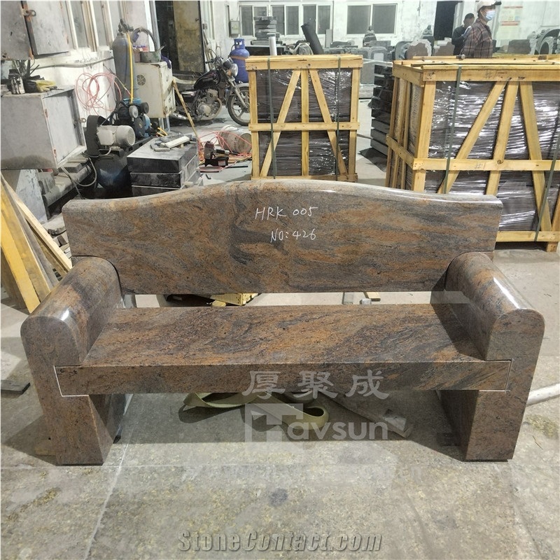 Garden Furniture Multicolor Red Granite Bench Set